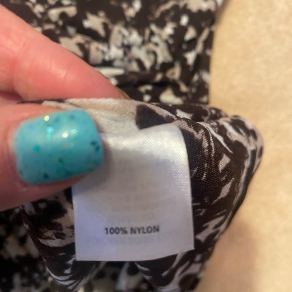 Halogen v-neck ruffle double layer chiffon-like cap sleeved ruching at waist top - Picture 6 of 7